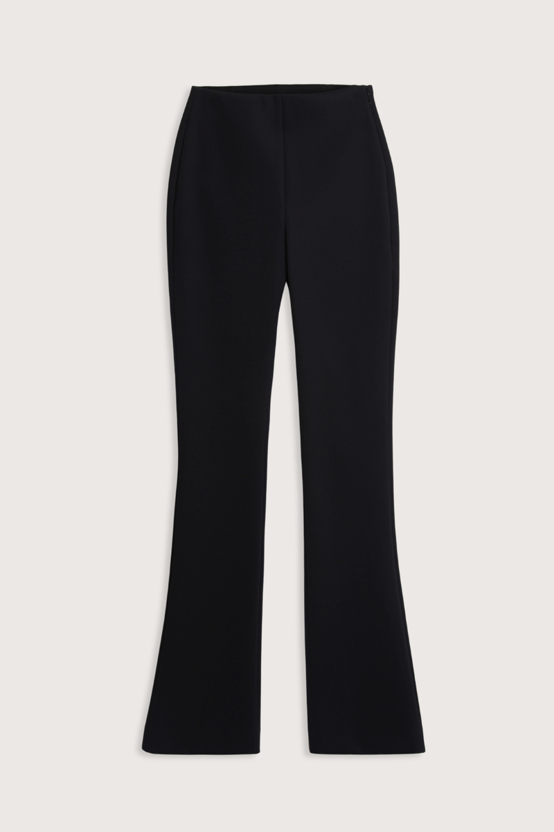 flat lay Cody Cropped Kick Flare Pinto Jersey black side zip closure