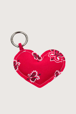flat lay Coeur Charm red heart bandana cotton with snap hook