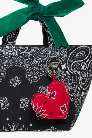 charm on a bag Coeur Charm red heart bandana cotton with snap hook