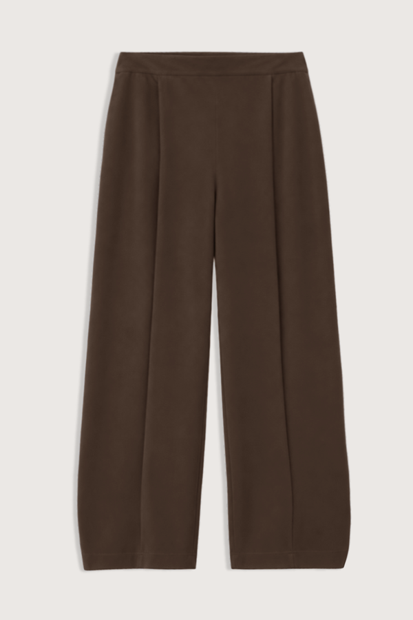 Rosalie Pleated Ankle Silk Trouser Swiss Brown