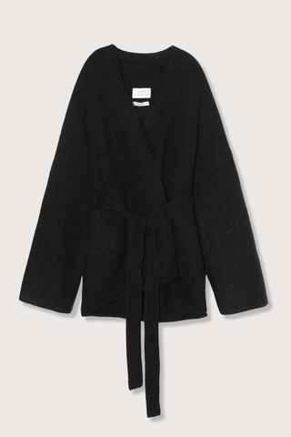 flat lay Coto Belted Cardigan black alpaca ADJUSTABLE BELT

HANDLOOMED