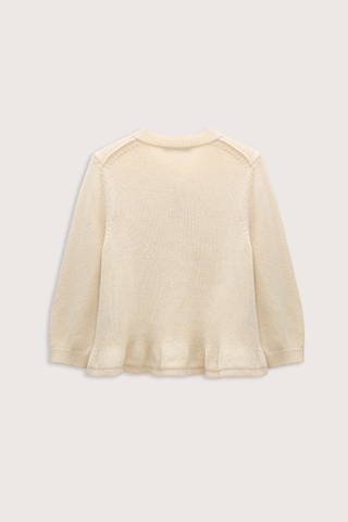 back flat lay Cotton Candy Cardigan icy lemon yellow Fun flounce effect at the hemline
100 % Cotton
Cropped
Button front
Flared drape
Round neckline