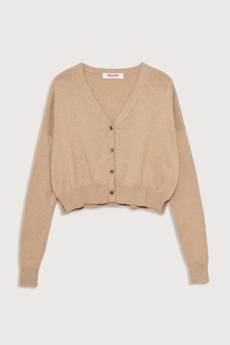flat lay Cotton/Cashmere Crop Cardigan Biscuit biscuit 4-button cardigan
V neckline
Cropped wide
Boxy fit
Ribbed trim cuff &amp; hem
Waist-length
Side 2 side slits