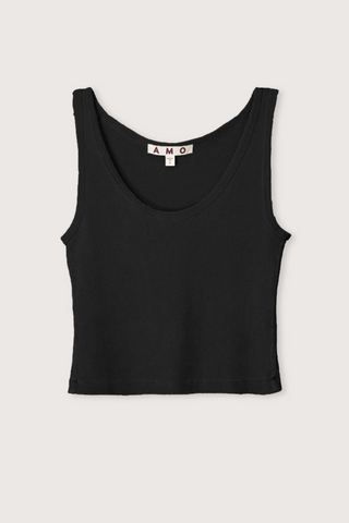 flat lay Crop Rib Tank Black cotton by amo