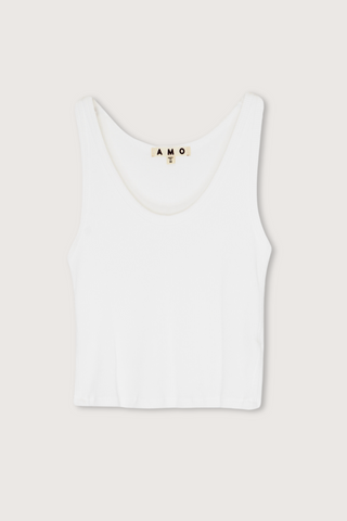 flat lay Crop Rib Tank White cotton by amo