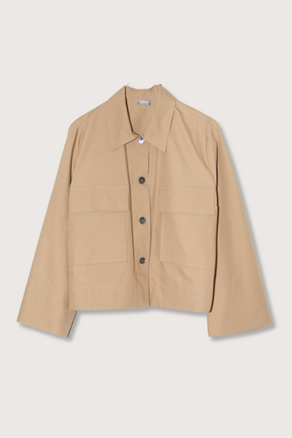 flat lay Cropped Jacket long sleeve wide sleeves cotton with two front pockets