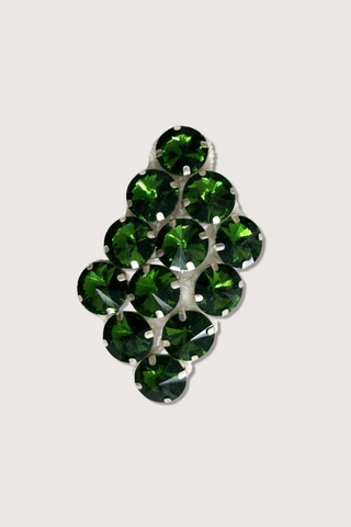 flat lay Crystal Brooch emerald greenmini crystals 