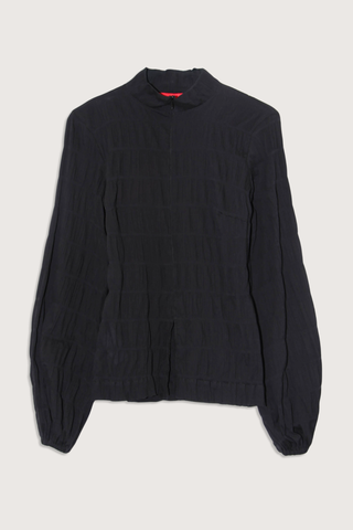 flat lay Dalila Elastic Long Sleeve Top Black black Elastic ruching detail throughout
Long sleeve
zip front closure