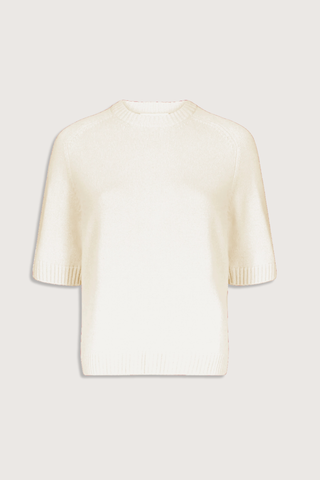flat lay Dara Cashmere Ivory Straight fit
Elbow-length raglan sleeves
Crew neck with rib details