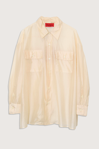 flat lay Daria Sheer Button Down Long sleeves
Two chest pockets cream
