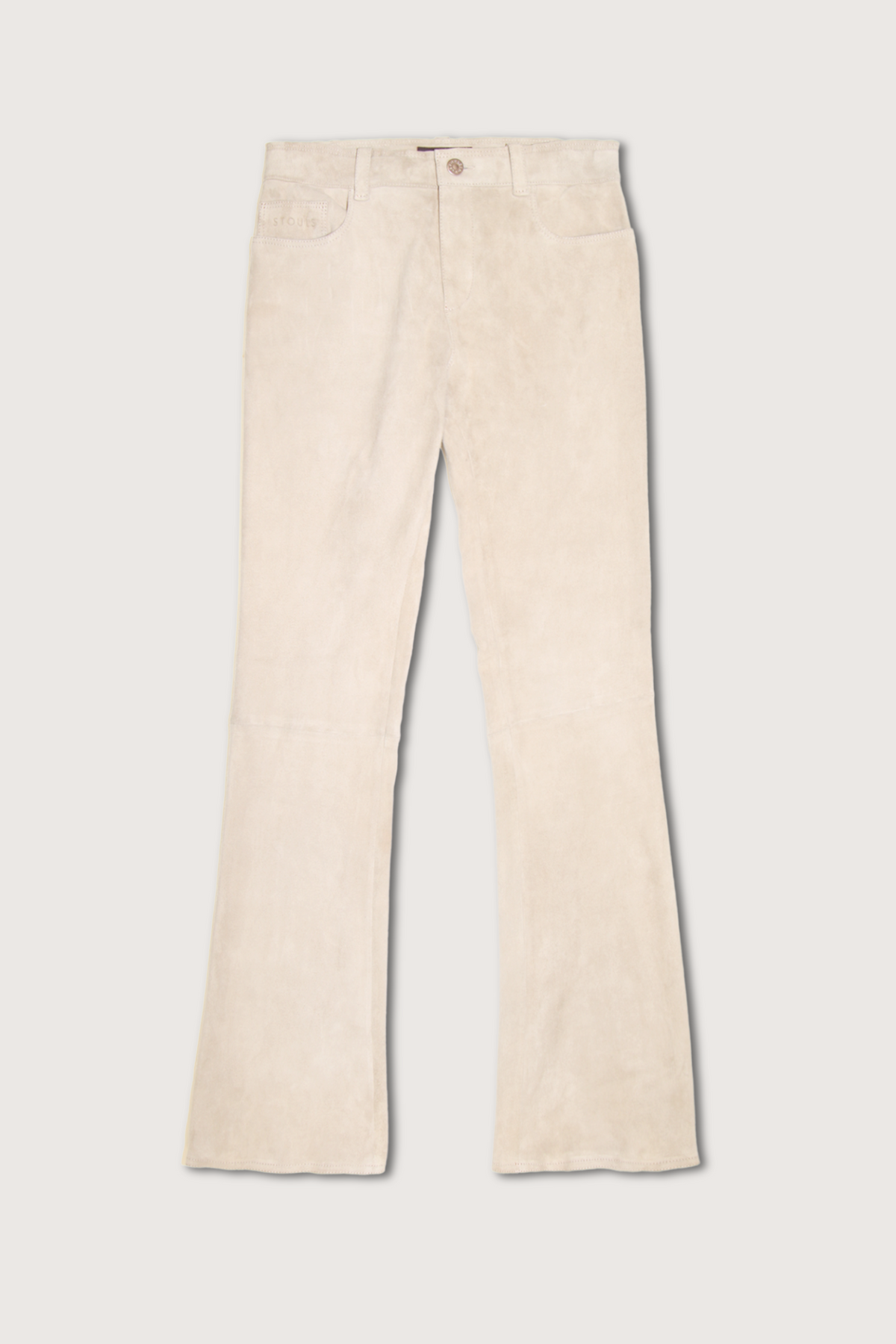 flat lay Dean 22 Washable Suede flared hem Pant Litchi cream