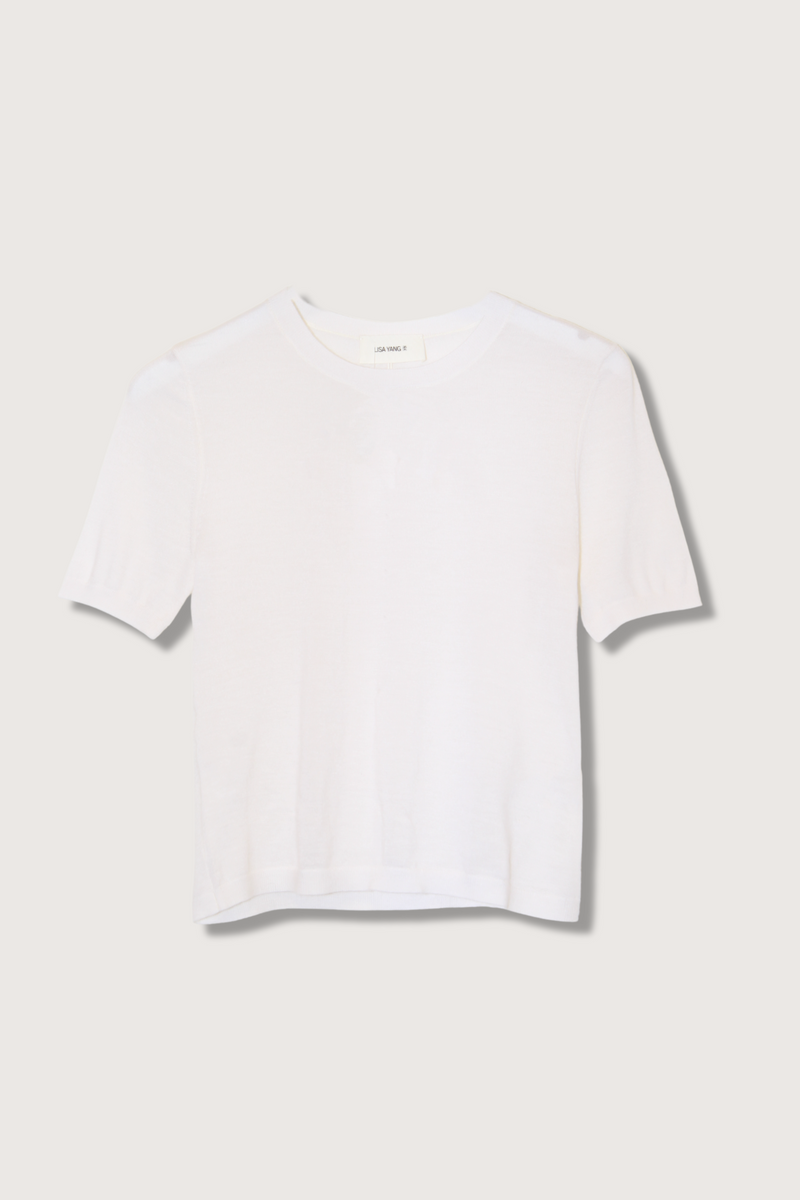 flat lay Delila T-Shirt Ivory cashmere short sleeve crewneck classic fit