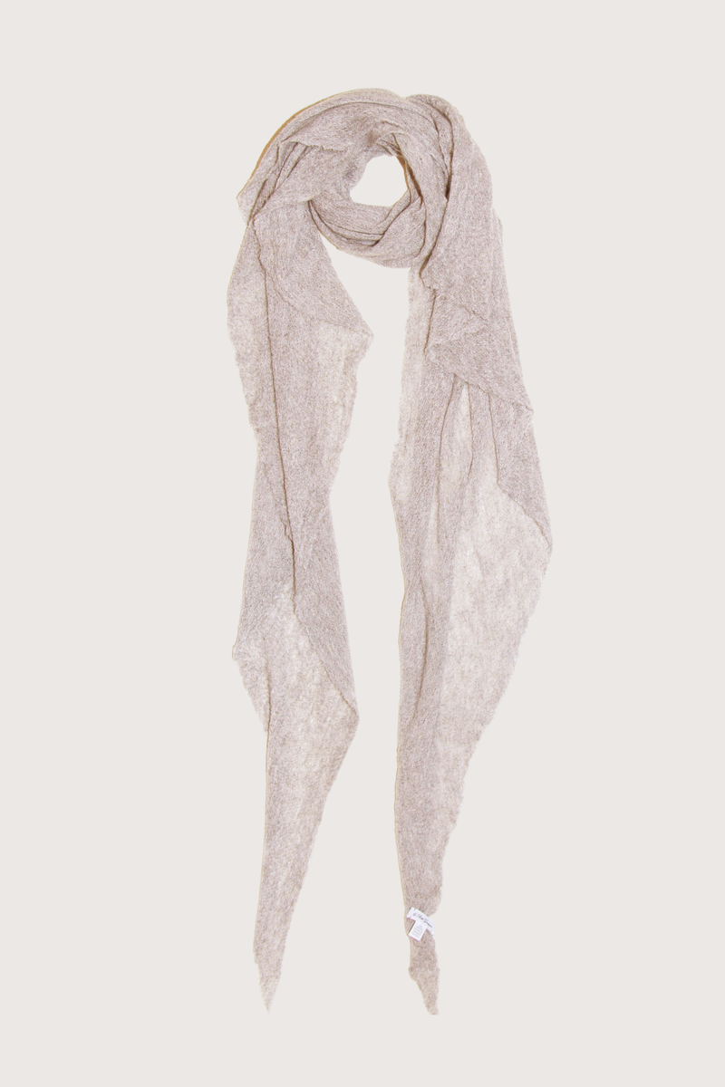 flat lay Diamond Melange Cashmere Scarf Beige Hand-loomed
100% cashmere
Fluffy feel 
No seams
Approximately 78"x 30"