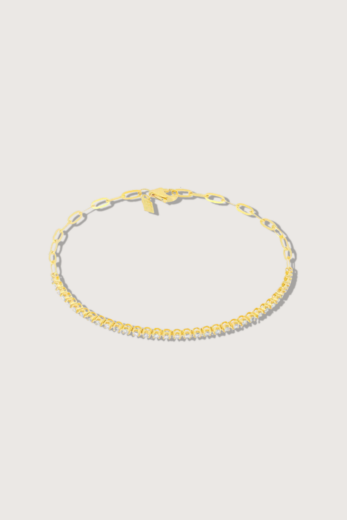flat lay Diamond Segment Mini Link Bracelet 14k Yellow Gold