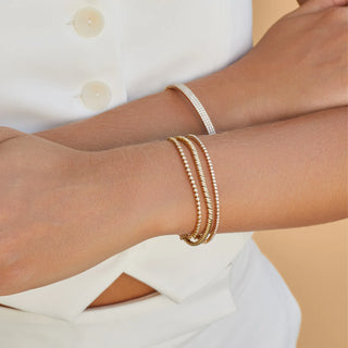model wearing Diamond Segment Mini Link Bracelet 14k Yellow Gold