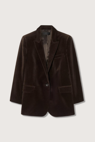 flat lay Diane Blazer espresso brown Slightly oversized classic constructed blazer, Flap pockets