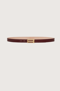 front profile Dorian Frame Belt Burgundy Smooth Calf Leather
Luxury gold plated hardware
100% Calf Leather