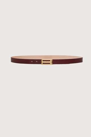 front profile Dorian Frame Belt Burgundy Smooth Calf Leather
Luxury gold plated hardware
100% Calf Leather