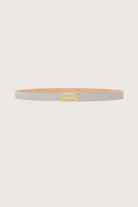 front profile Dorian Frame Belt Magnesium grey leather Signature gold plated hardware
100% Leather