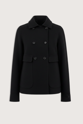 flat lay Double Face Double Breast Jacket black Double-breasted jacket
Classic collar
Slightly flared fit
Patch flap pockets
Sleeves with cuffs and buttons
Back yoke with seam detail
Material: 80% wool, 20% cashmere
