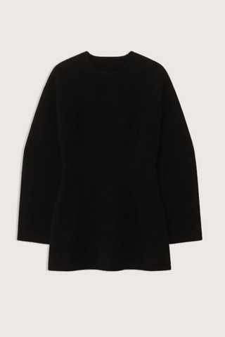 flat lay Double Knit Form Tunic black mSmooth matte surface
Softly felted finish
Clean linking seams
61% Merino wool, 26% Baby alpaca, 13% Pima cotton