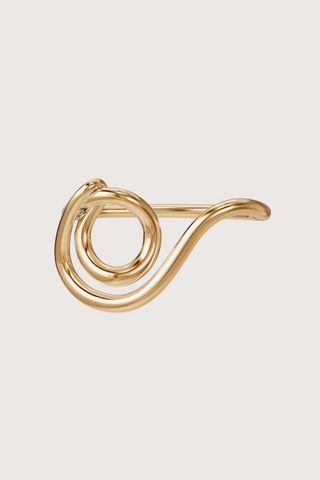 flat lay Double Lasso Ring for two fingers 925 Silver covered with 18 carat gold (Vermeil 5 microns)