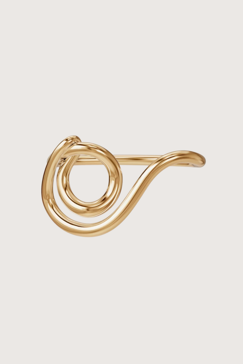 flat lay Double Lasso Ring for two fingers 925 Silver covered with 18 carat gold (Vermeil 5 microns)