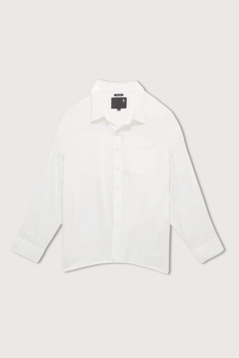 flat lay Drop Neck Oxford Shirt White cotton