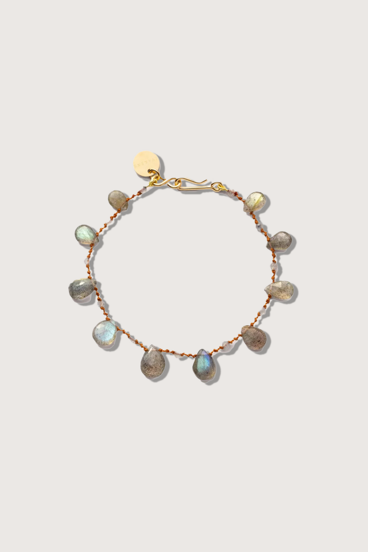 flat lay Drops & Beads 'Odin' Bracelet - Hook Clasp 14K Gold-filled infinity