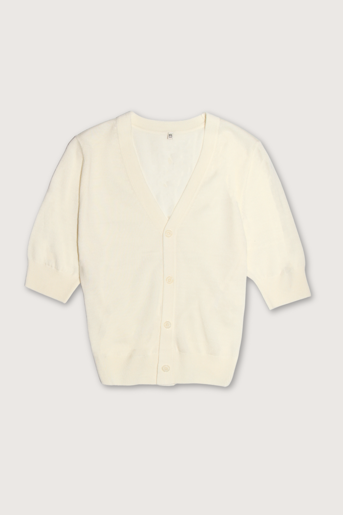 flat lay Elbow Sleeve Split Hem Cardigan merino wool cream