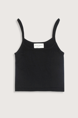 flat lay Eliane Tank Cotton Cashmere black Thin straps
Crop length
Scoop neck