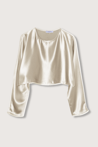 flat lay Emmy Blouse Champagne boxy cropped fit
