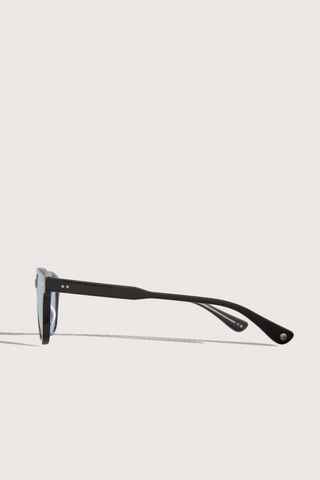 side profile Evan Sunglasses black rame blue lens round shape