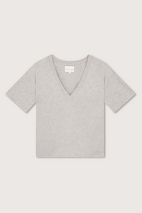 flat lay FAAA V-Neck Tee Grey Melange supima cotton boxy fit