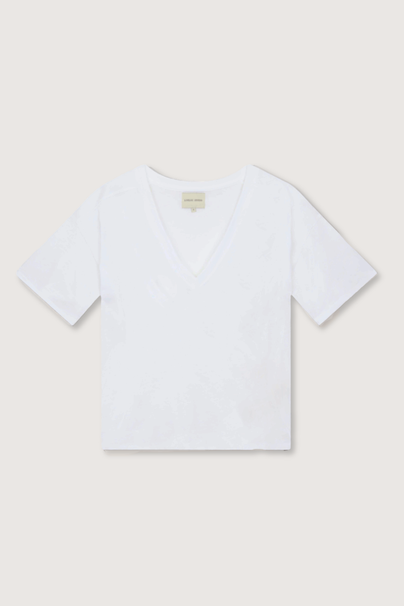 flat lay FAAA V-Neck Tee White