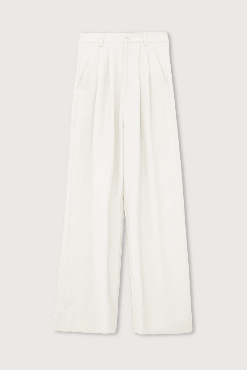 flat lay Fabi Pant White high rise pleated wide leg