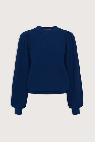 flat lay Farandole Crew Top Royal Blue Fine, soft knit top
Gathered sleeves
Pleated effect
Fine Italian garter-stitch knit sweater
Straight cut
Round neckline
Long gathered sleeves 
100% pure extra-soft virgin wool