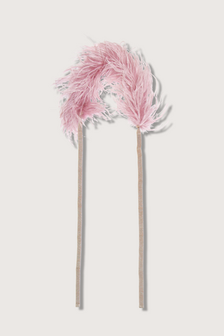 flat lay Feather Collar Lily pink with ribbon tie