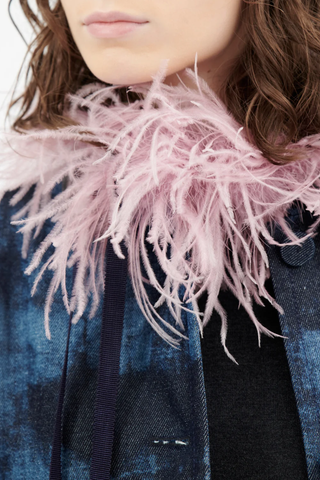 close up texture detail for  Feather Collar Lily pink with ribbon tie