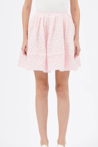 front profile model wearing Fil Coupe Dot Bubble Skirt rose petal pink Bubble skirt
Elastic waistband
Decorative stitching
Side seam pockets