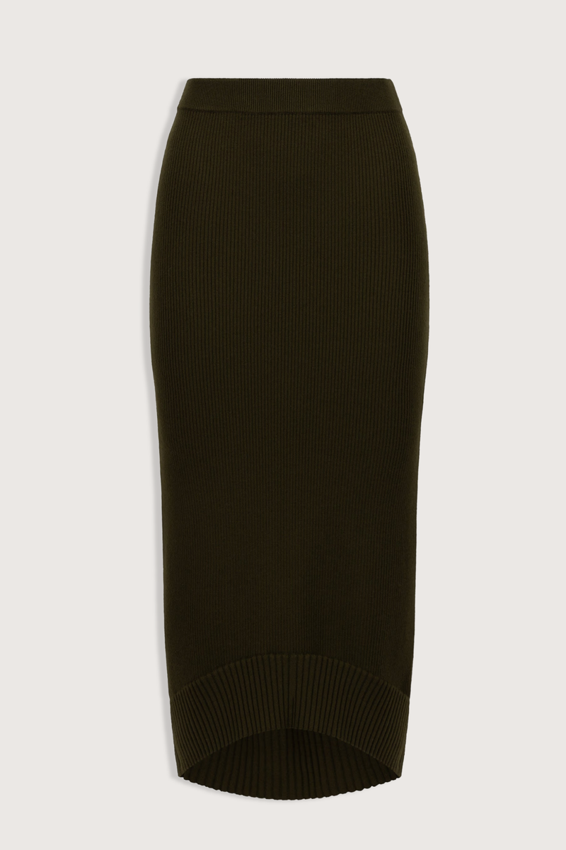 flat lay Fitted Merino Skirt marsh green Fitted skirt
Fine merino
Streamlined silhouette
Stretch high waisted
Fine Merino Rib
88% Merino Wool 11% Polyamide 1% Elastane