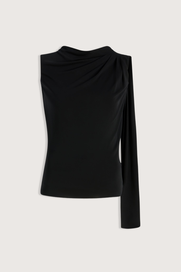 flat lay Floriana Matte Jersey Top Sleeveless top
Slinky matte jersey
Diagonal ruching across the body from a high neckline
Fitted through the torso with a long sash at the shoulder
Light internal support at chest
100% Viscose