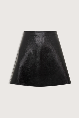 flat lay Foil Mini Skirt deep black Leather-look knit
Short milano knit skirt
Coated leather effect
Flared cut
Back zipper