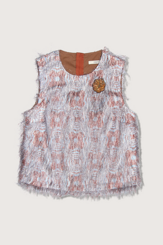 flat lay Fury Texture Sleeveless Top nordic blue