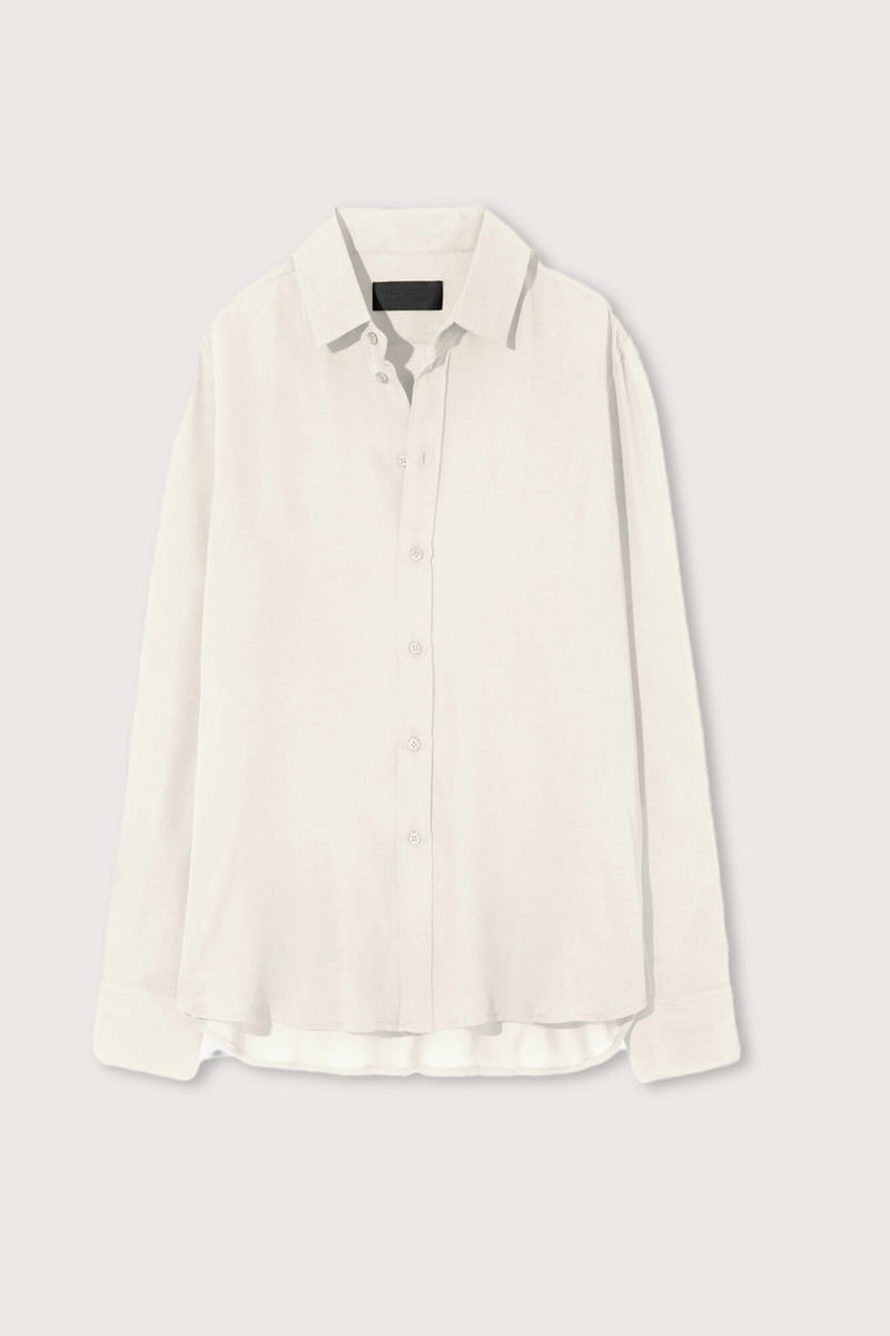 flat lay Gaia Slim Silk Shirt Ivory
