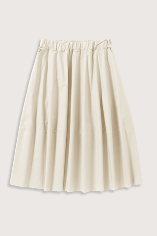 flat lay Gea Skirt Ivory Elasticated Waist
Midi lenfth
100% Cotton Poplin