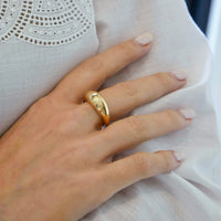 model wearing Gold Jumbo Dome Ring 14k gold