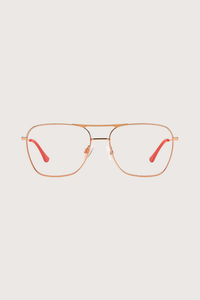 front profile HOOPER Reading Glasses Classic +1.50 aviator style rose gold frame clear lens