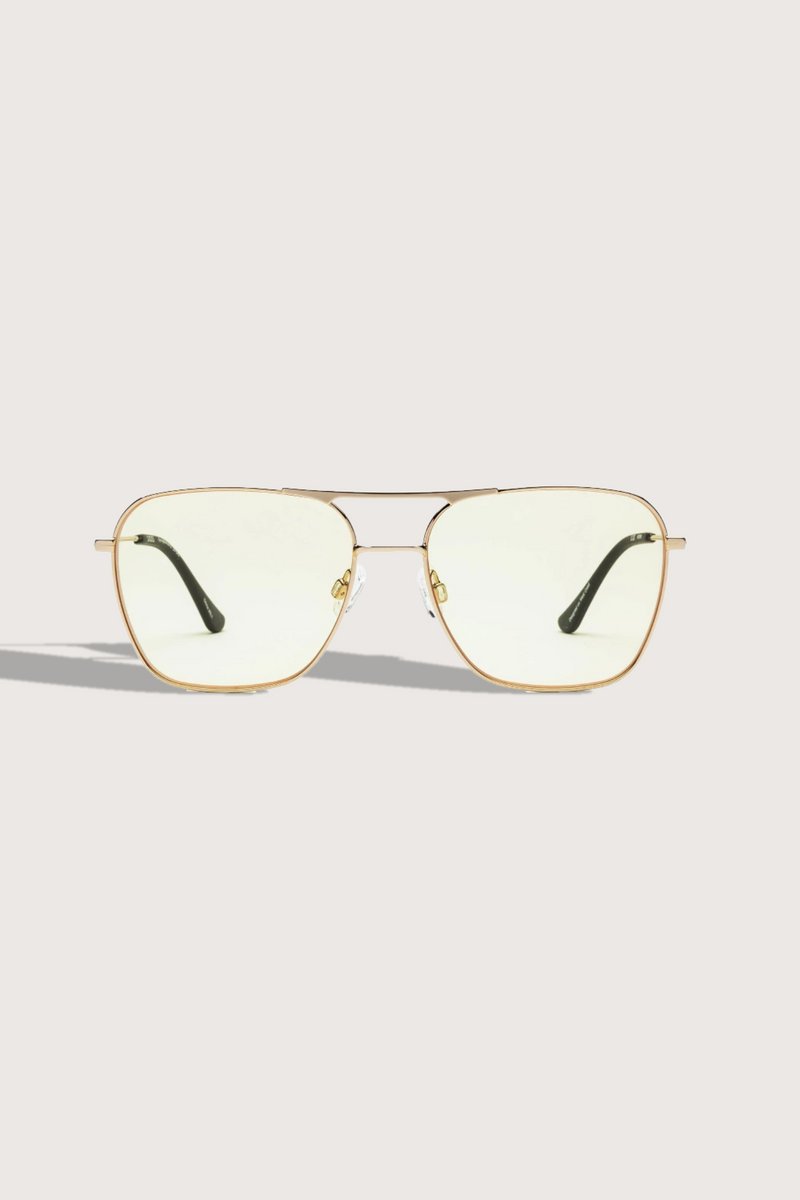 front profile HOOPER Reading Glasses Polished Gold frame Yellow lens +1.50 aviator style