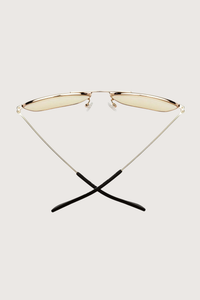 top profile HOOPER Reading Glasses Polished Gold Yellow +1.50 square aviator frame polished gold frame yellow tint lens